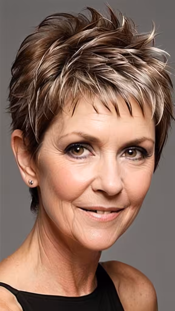 Voluminous Pixie Short spiky haircuts for women over 60