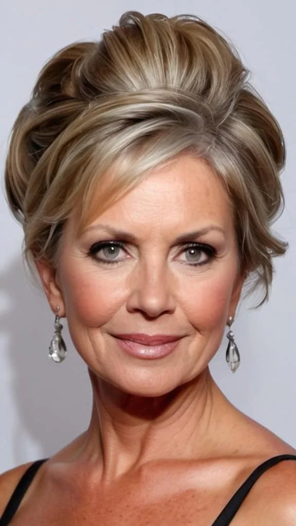 Voluminous Updo Hairstyles For Thick Hair For Woman Over 50