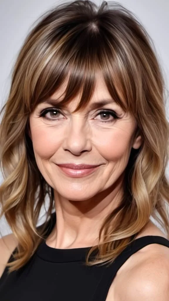 Waves With Side Swept Bangs Hairstyles with bangs for older women
