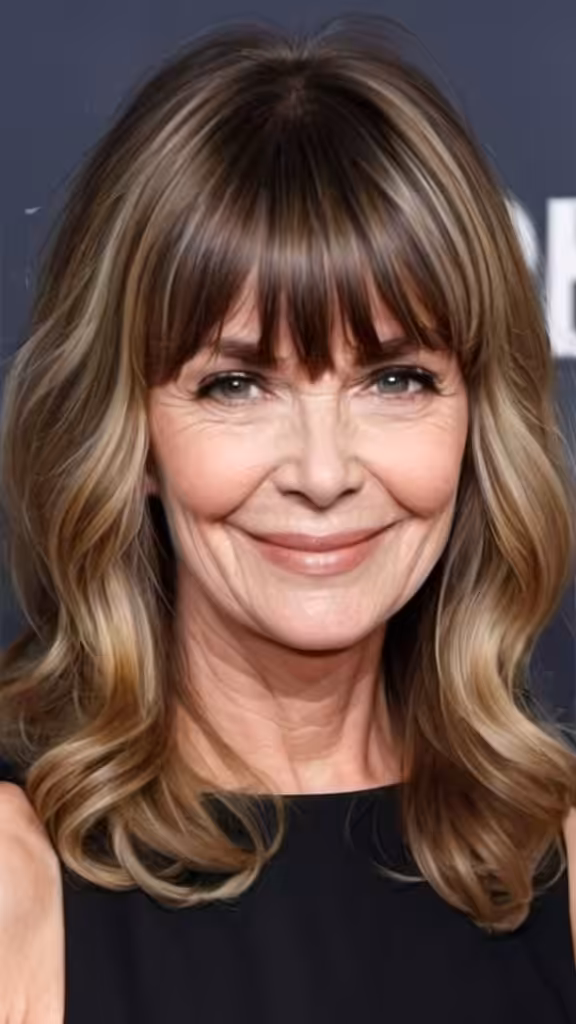 Waves with Bangs For Medium-Length Hair Wavy Hairstyles For Women Over 60