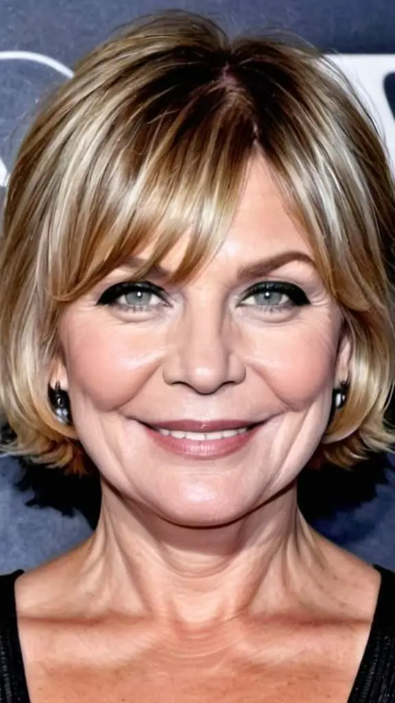 Waves with Center Part Short hairstyles for round faces over 50