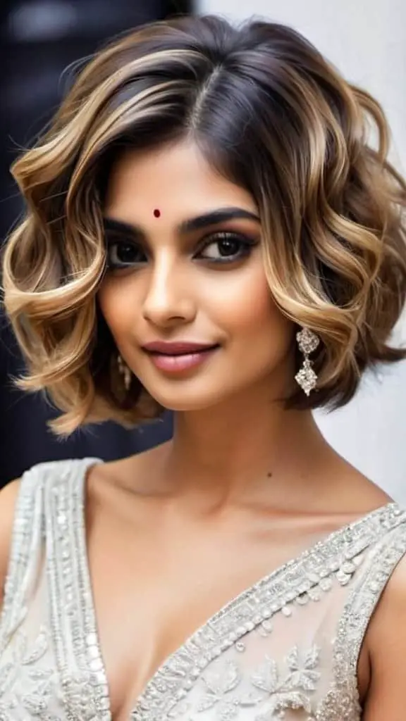 Wavy Bob Hairdo Indian Wedding Hairstyles for Women