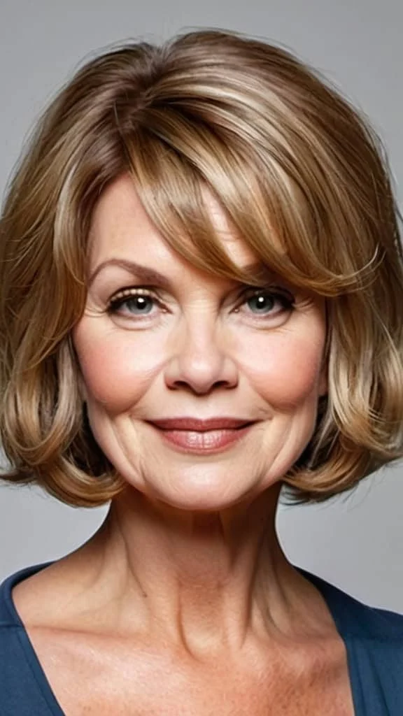 Wavy Bob Hairstyles for round faces over 60