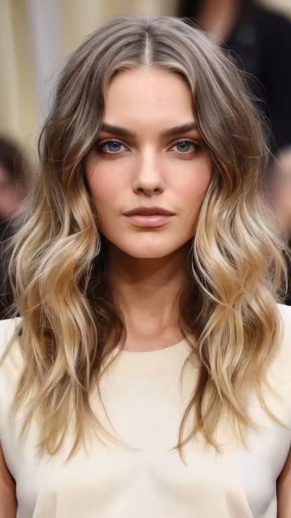 Wavy Hair With A Center Part Low maintenance hairstyles