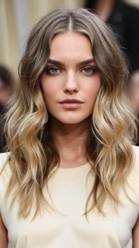 Wavy Hair With A Center Part Low maintenance hairstyles