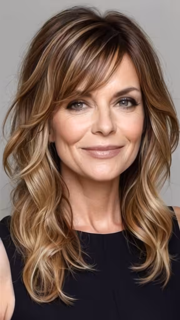 Wavy Hairstyle with Side Bangs