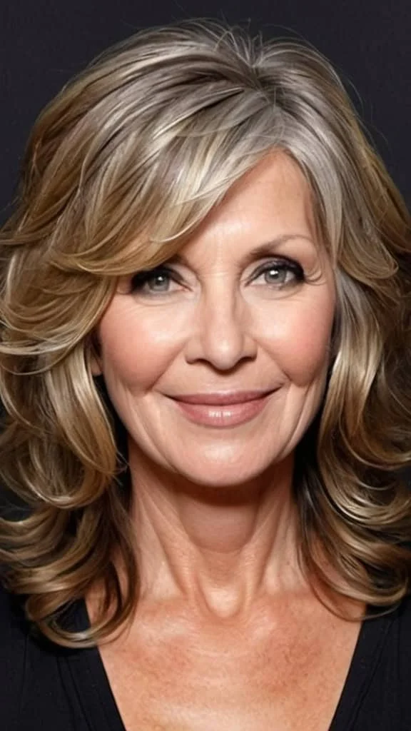 Wavy Layers Hairstyles For Thick Hair For Woman Over 50