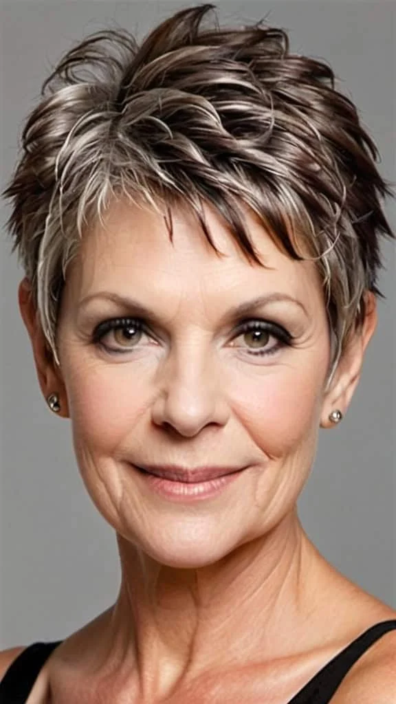 Wavy Spiked Pixie Short spiky haircuts for women over 60
