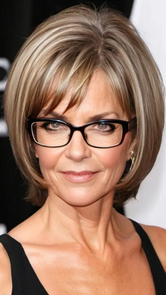 Wedge Bob Hairstyles With Glasses For Women Over 40