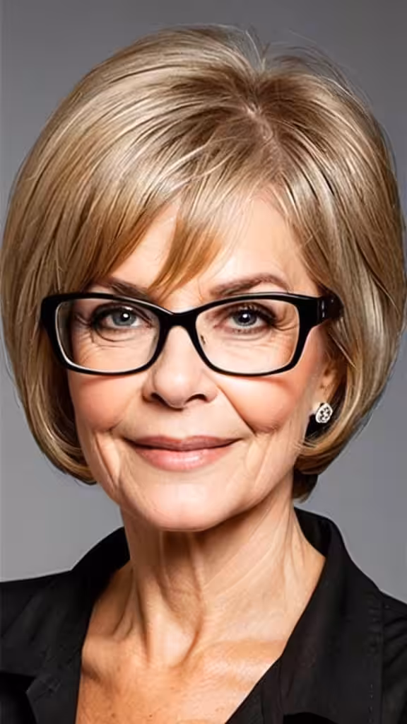 Wedge Bob Hairstyles With Glasses For Woman Over 60