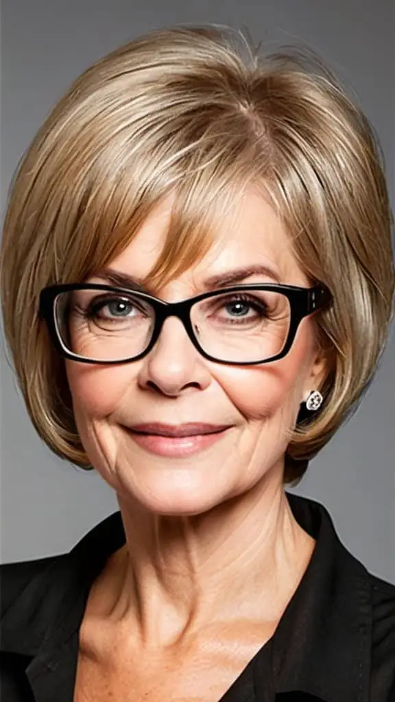 Wedge Bob Hairstyles With Glasses For Woman Over 60