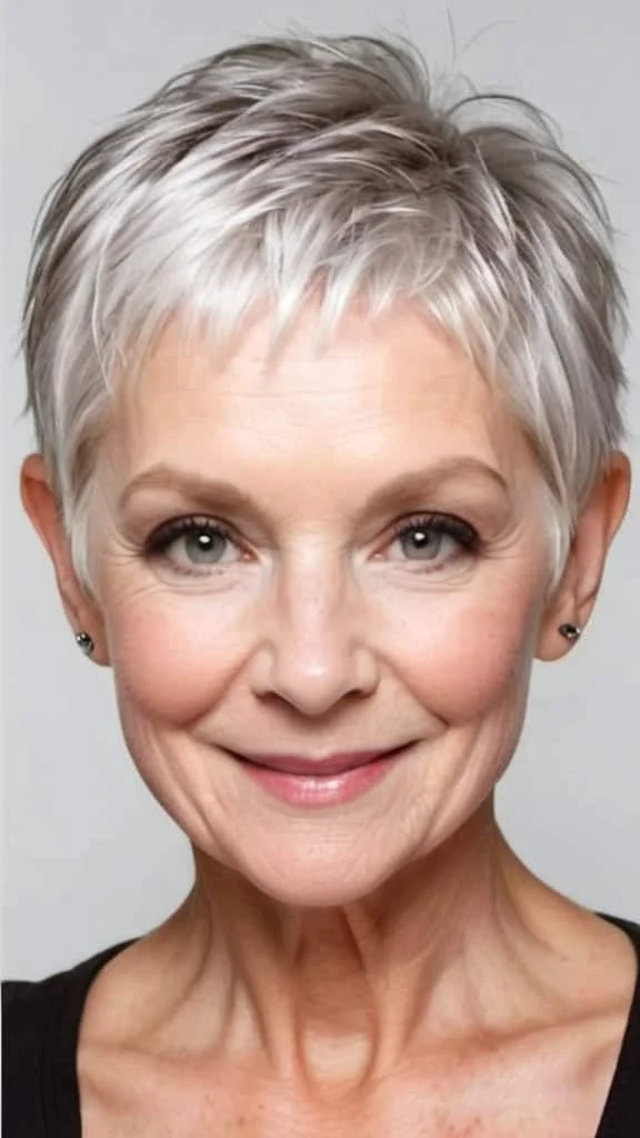 White Pixie Short Hairstyles For Fine Hair for Woman Over 70