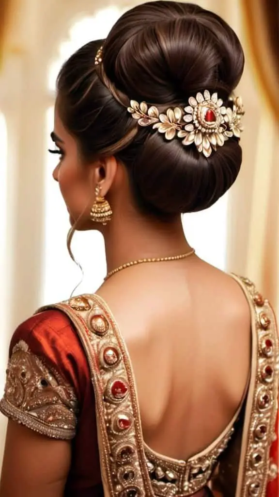 Regal Bridal Bun Indian Wedding Hairstyles for Women