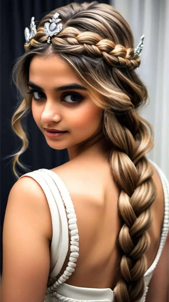 Braided Crown Indian Wedding Hairstyles for Women