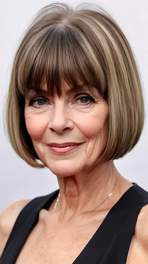 Blunt Bob with Bangs Fresh Look Hairstyles With Bangs For Woman Over 60