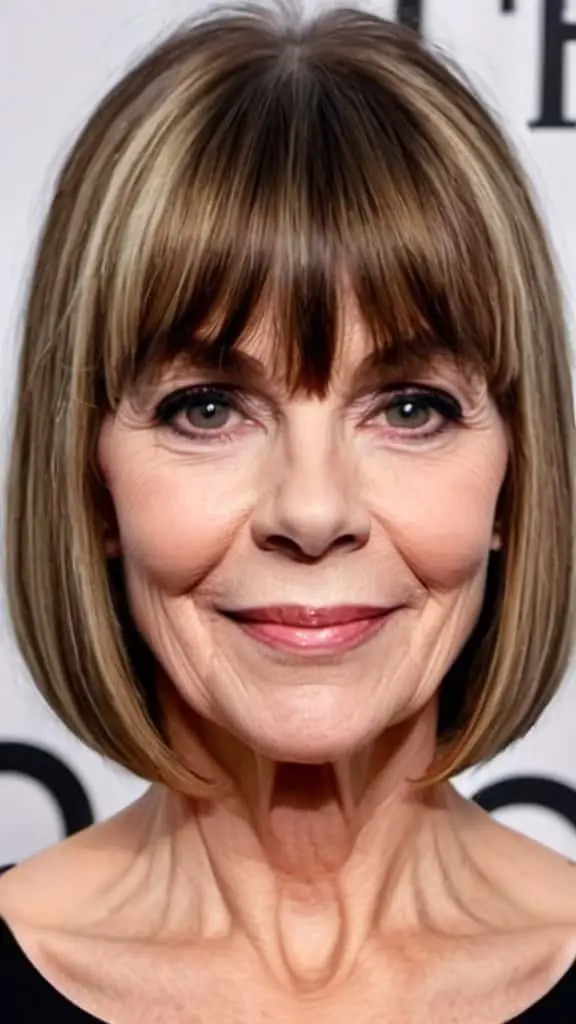 Blunt Cut with Bangs Fresh Look Hairstyles With Bangs For Woman Over 60