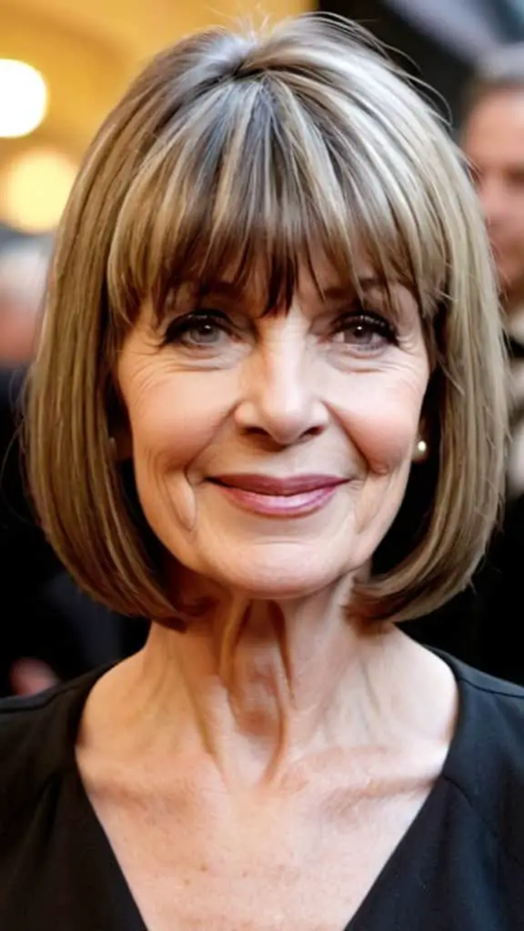 Bob with Blunt Bangs Bob hairstyles for women over 50