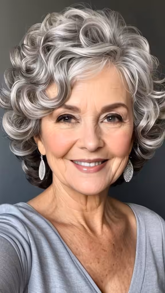Bouncy Silver Curls Curly Hairstyles For Women Over 60