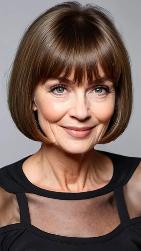 Classic Bob with Bangs Fresh Look Hairstyles With Bangs For Woman Over 60