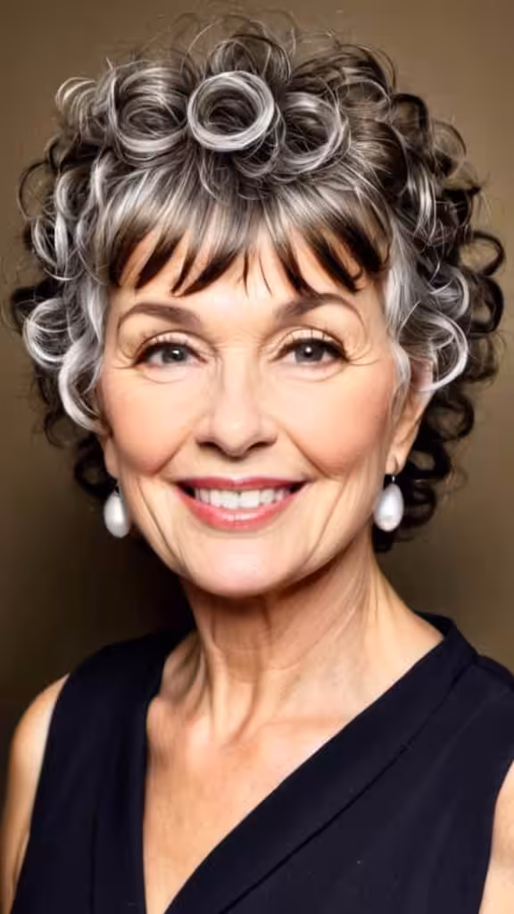 Cropped Curly Bangs Curly Hairstyles For Women Over 60