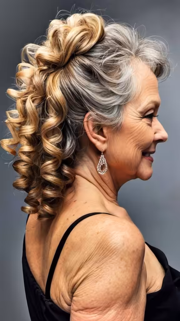 Curly Half-Updo Curly Hairstyles For Women Over 60