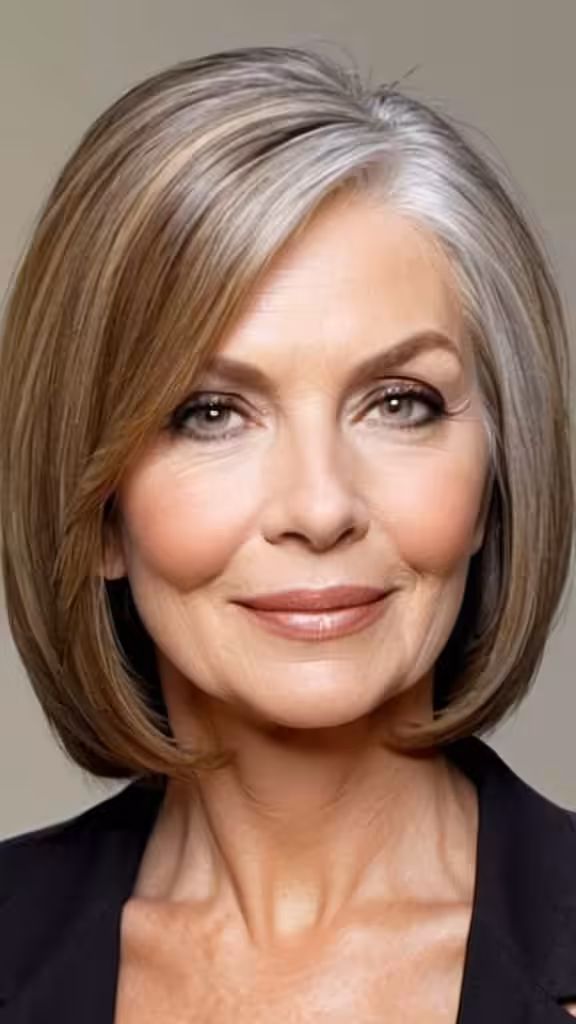 Deep Side Parted Long Bob Long Hairstyles For Women Over 60