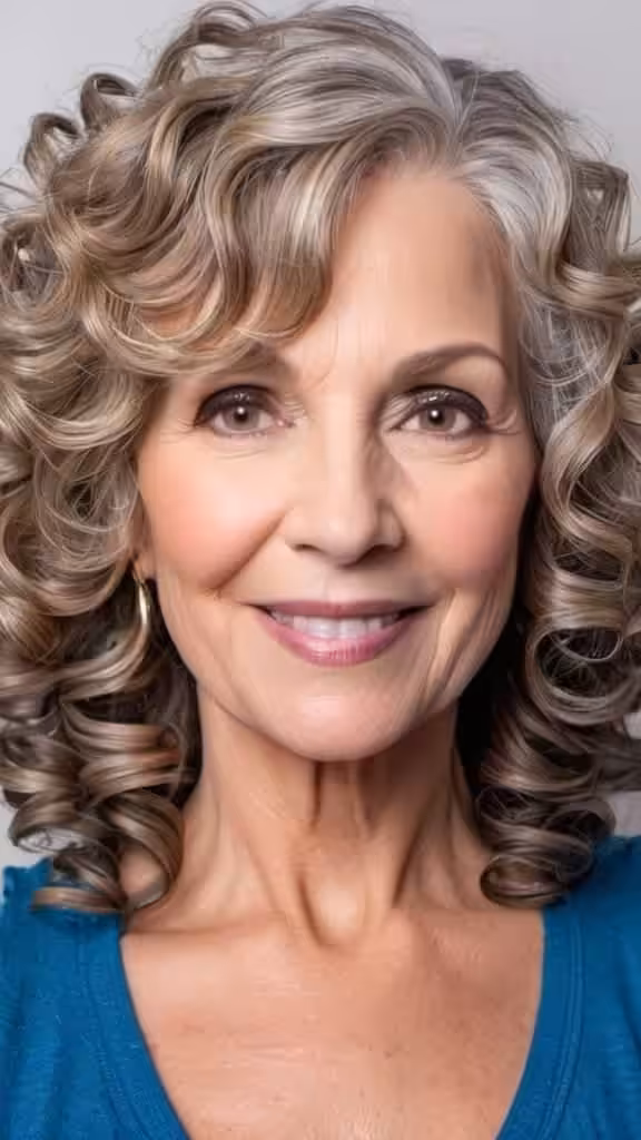 Defined Bouncy Curl Curly Hairstyles For Women Over 60