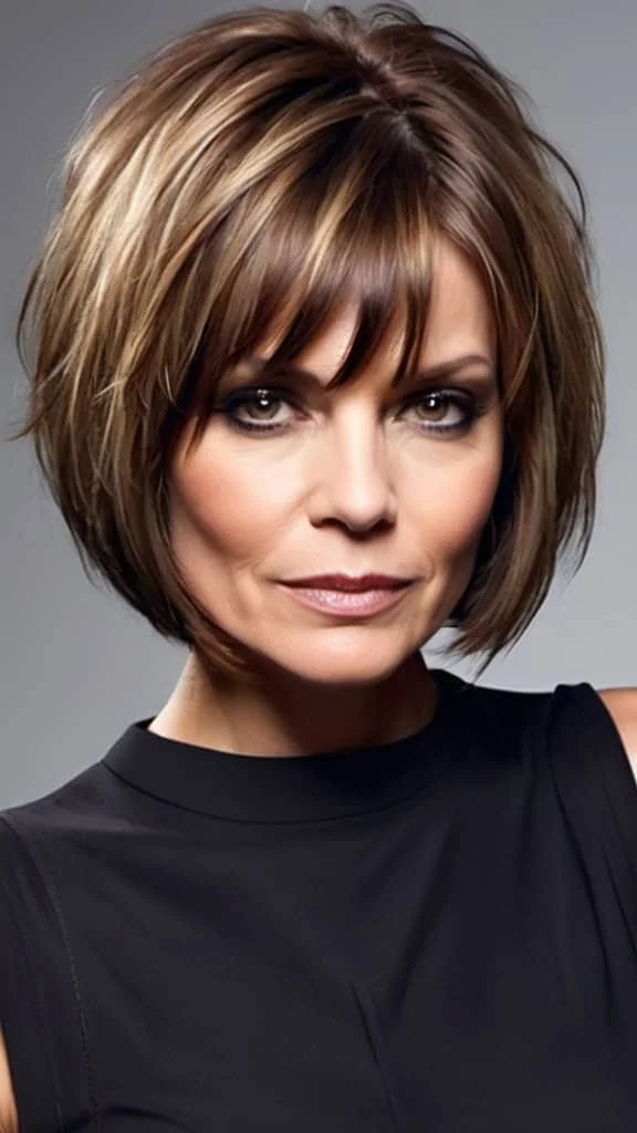 Edgy Choppy Bob Medium length Hairstyles For Woman Over 40