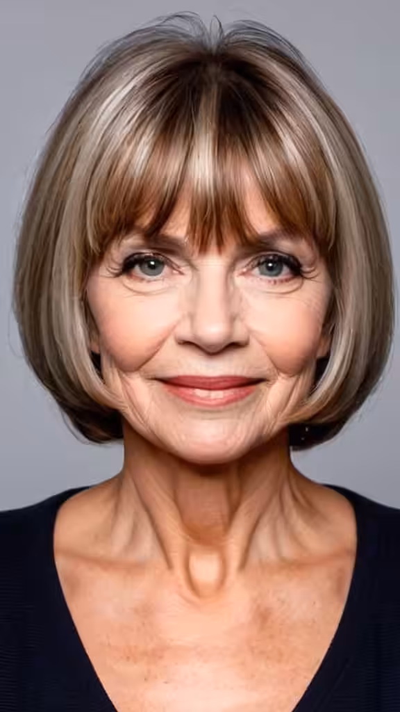 Face-Framing Bob with Bangs Fresh Look Hairstyles With Bangs For Woman Over 60