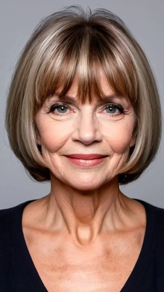 Face-Framing Bob with Bangs Fresh Look Hairstyles With Bangs For Woman Over 60