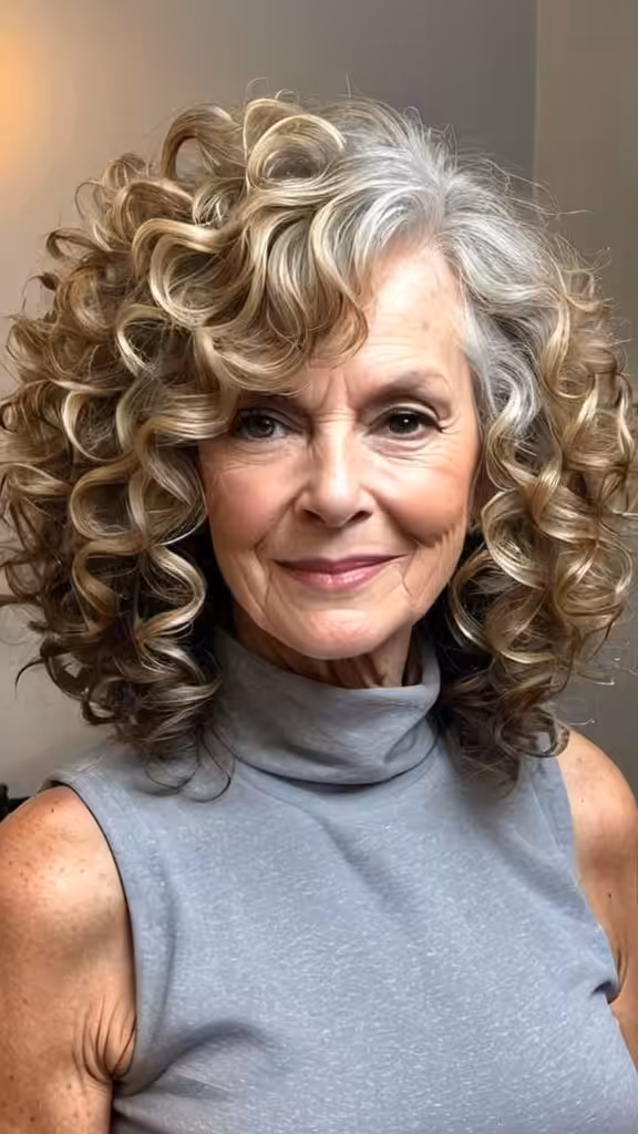 Long Curly Back-Combed Hair Curly Hairstyles For Women Over 60