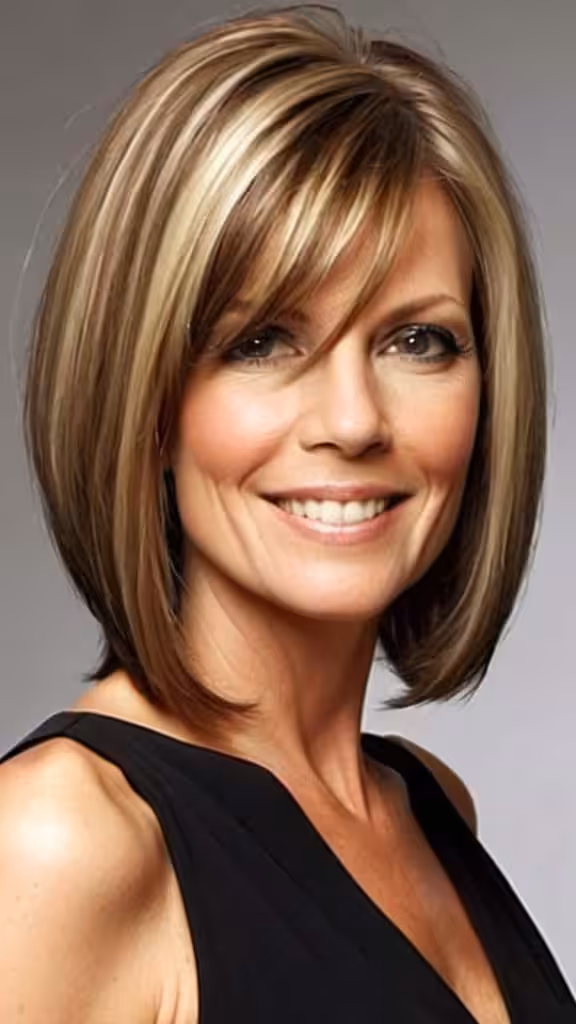 Long Inverted Bob Medium length Hairstyles For Woman Over 40