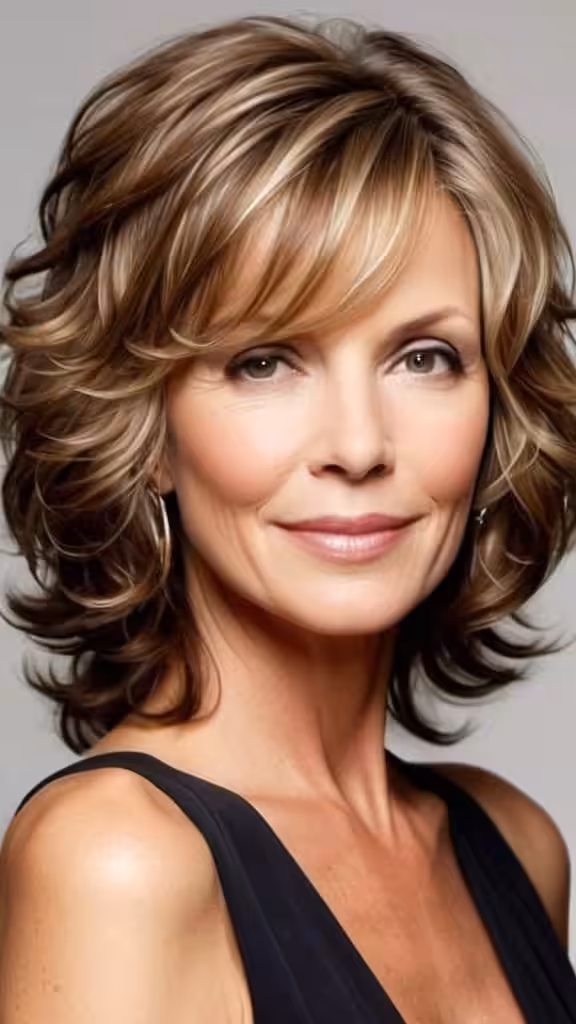 Loose Curls Medium length Hairstyles For Woman Over 40