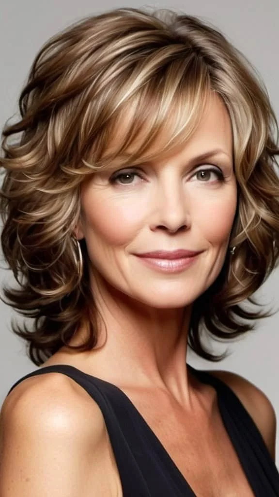 Loose Curls Medium length Hairstyles For Woman Over 40