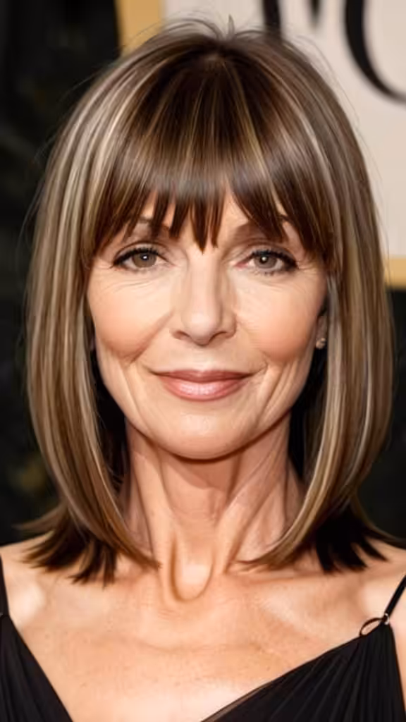 Medium Blunt Cut with Bangs Medium length Hairstyles For Woman Over 40