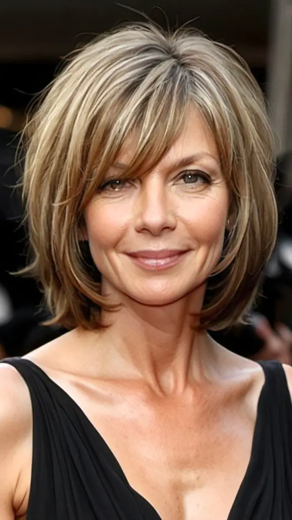 Mid-Length Shaggy Bob Medium length Hairstyles For Woman Over 40