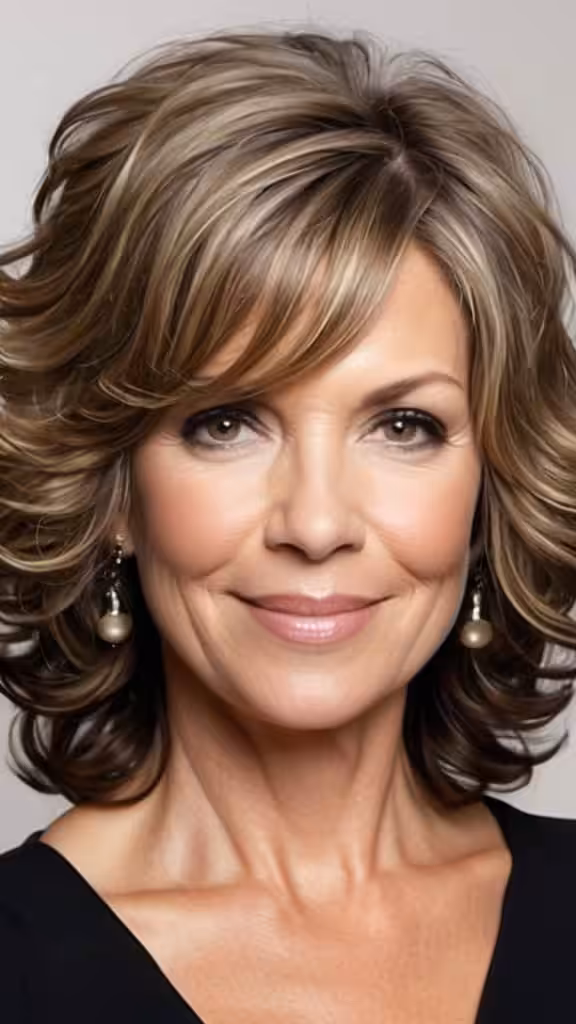 Mid-Length Thick Curls Medium length Hairstyles For Woman Over 40