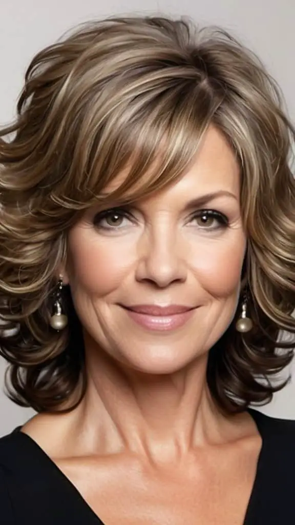 Mid-Length Thick Curls Medium length Hairstyles For Woman Over 40