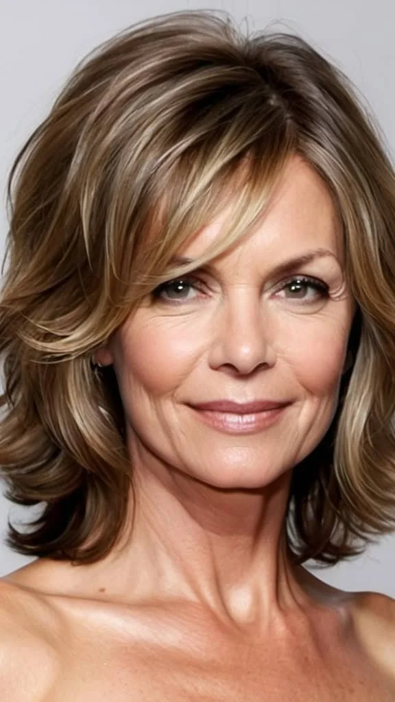 Mid-Length Tousled Waves Medium length Hairstyles For Woman Over 40
