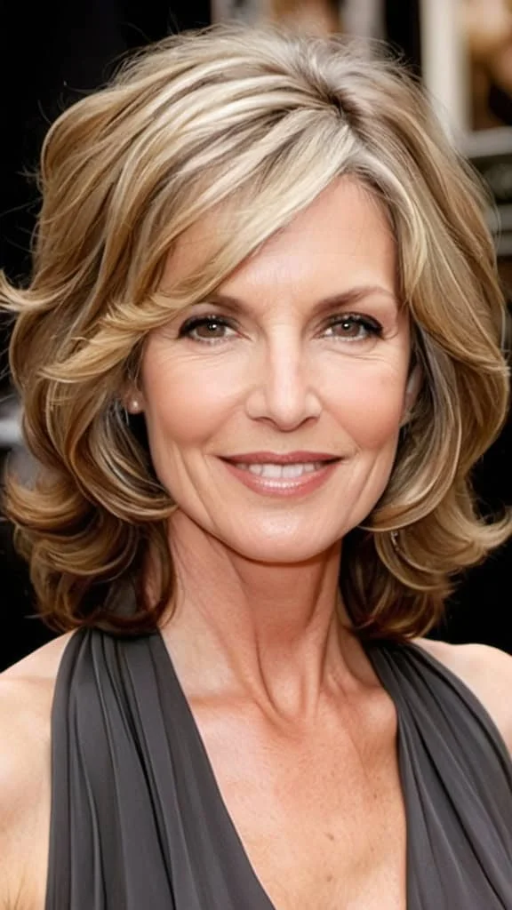 Mid-Length Wavy Hair Medium length Hairstyles For Woman Over 40