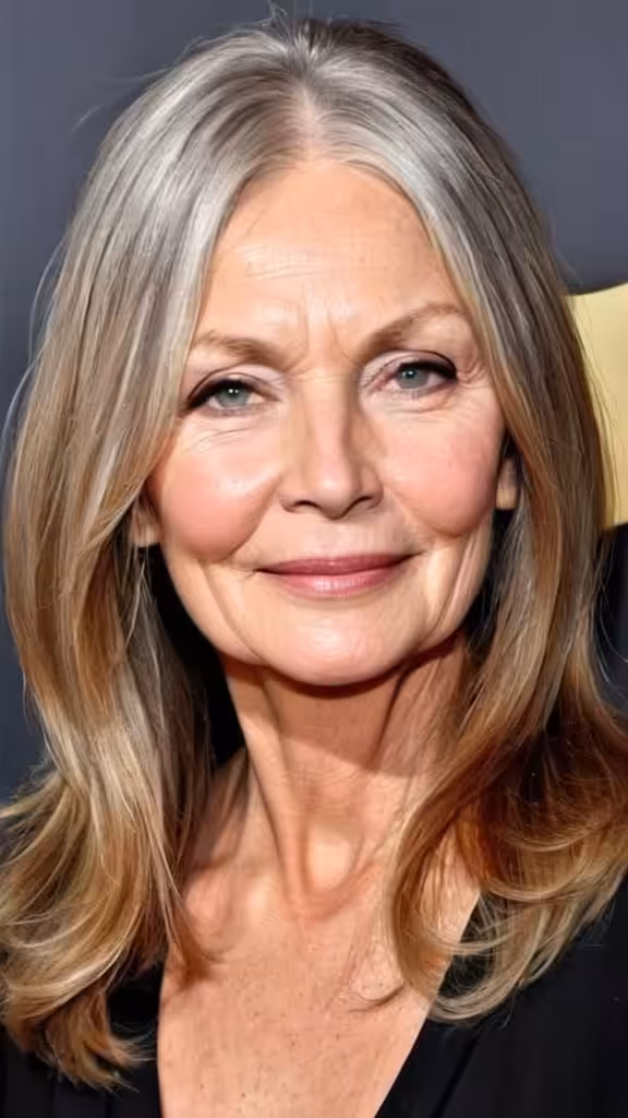 Middle Parted Long Hair Long Hairstyles For Women Over 60