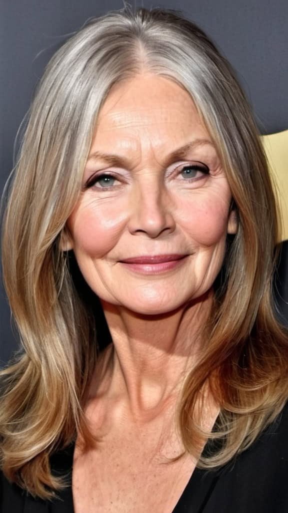 Middle Parted Long Hair Long Hairstyles For Women Over 60