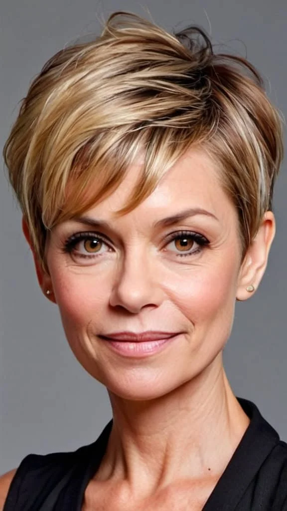 Pixie with Pompadour Bangs Hairstyles for women over 40