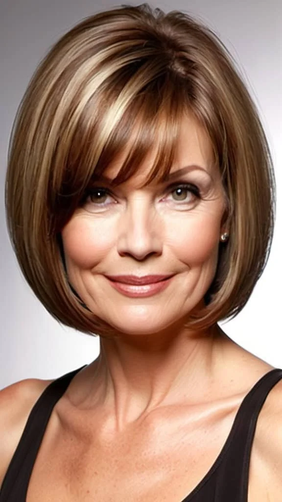Rounded Bob Medium length Hairstyles For Woman Over 40