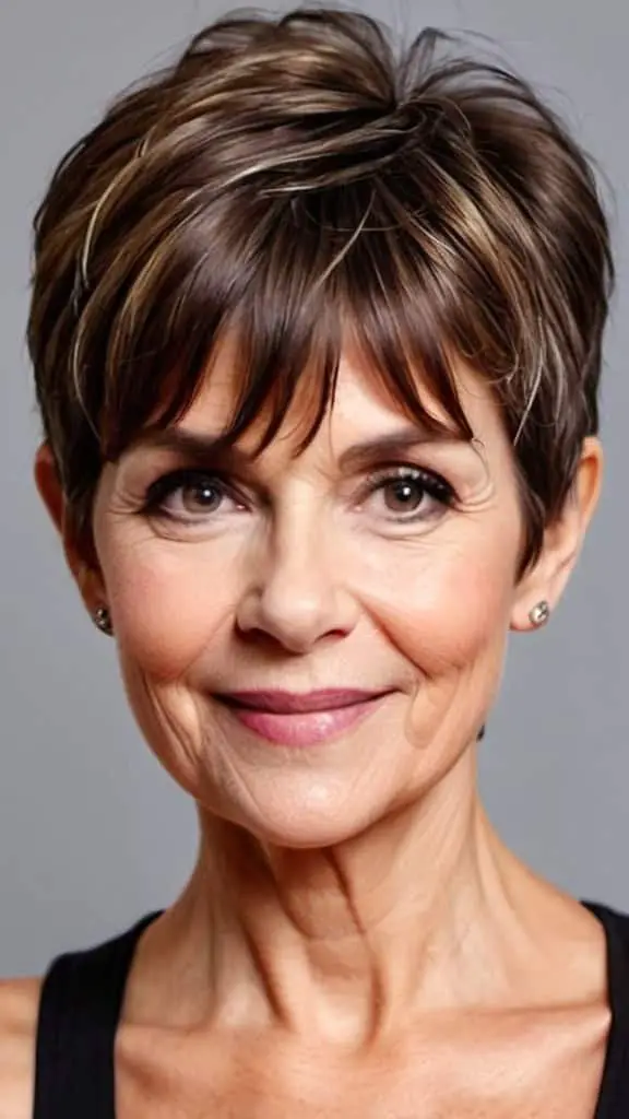 Rounded Pixie with Bangs Fresh Look Hairstyles With Bangs For Woman Over 60