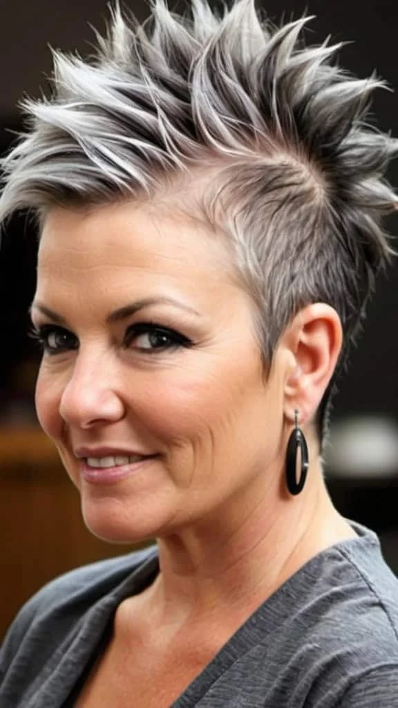 Salt and Pepper Mohawk Hairstyles for women over 40