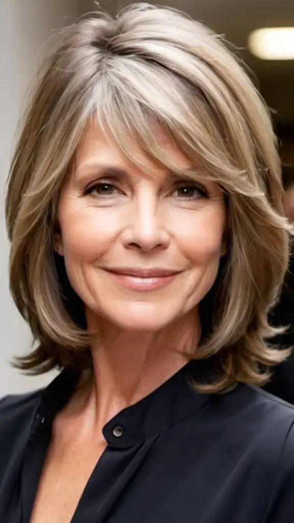 Shoulder-Length Hair With Face-Framing Layers Medium length Hairstyles For Women Over 50