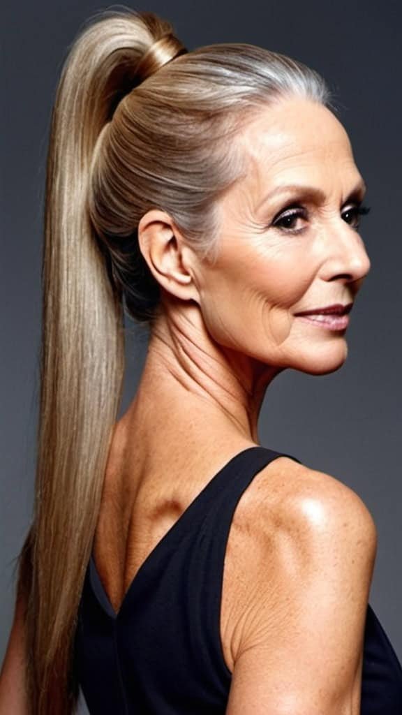Sleek Long Ponytail Long Hairstyles For Women Over 60
