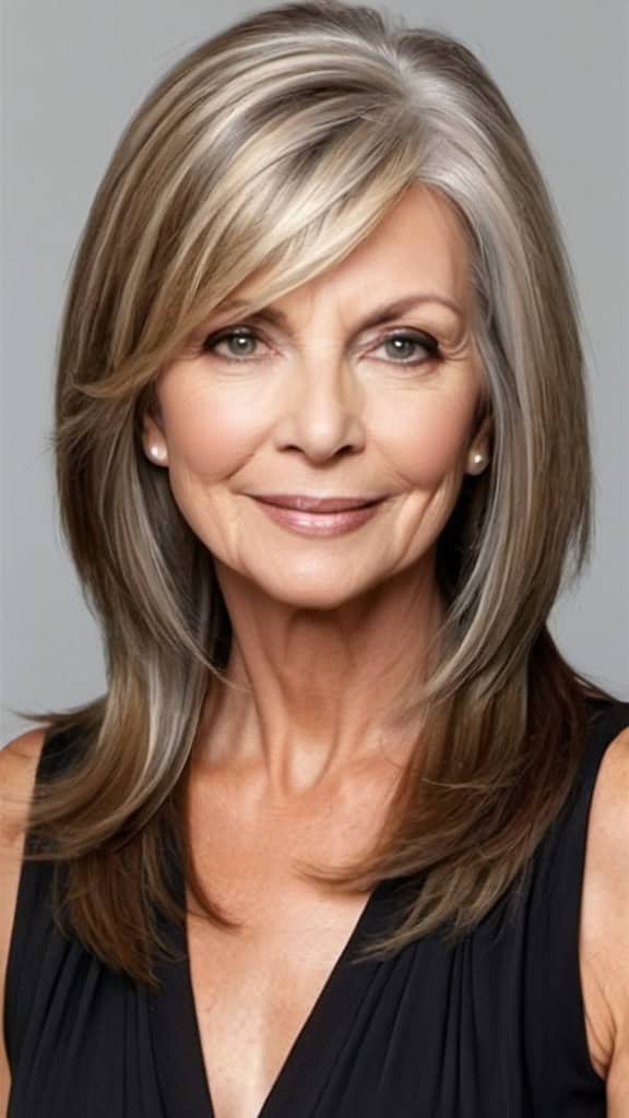 Straight Feathered Hair Long Hairstyles For Women Over 60