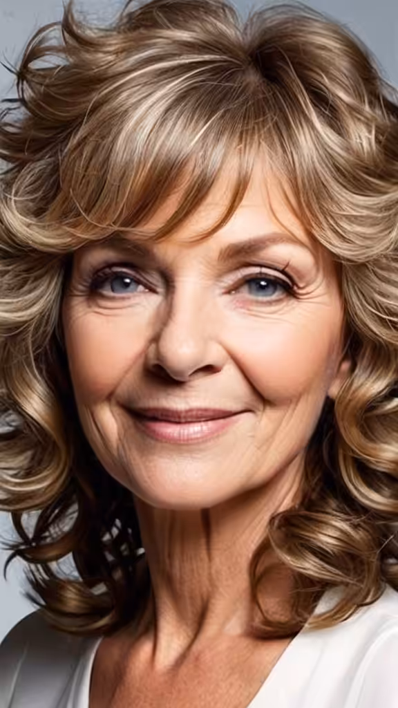 Tousled Curls with Layers Curly Hairstyles For Women Over 60